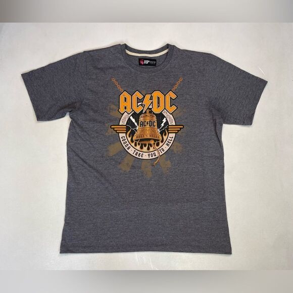 ACDC Gonna Take You To Hell Graphic T-shirt Men Medium Gray Short Sleeve Music - Picture 1 of 5